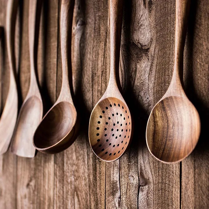 Wooden Kitchen Utensils Set 5 Pieces Odor Free Rot Resistant