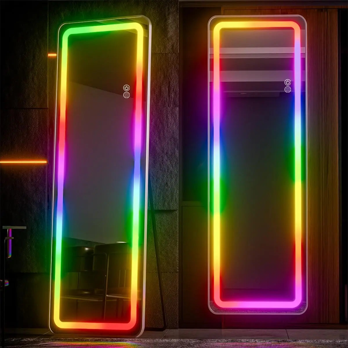 Koonmi LED Full Body Mirror With Dimming Lighting Wall