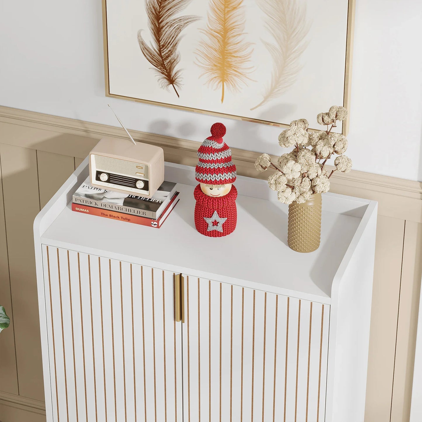 Tribesigns 5 Tier Shoe Cabinet Wood Storage Organizer