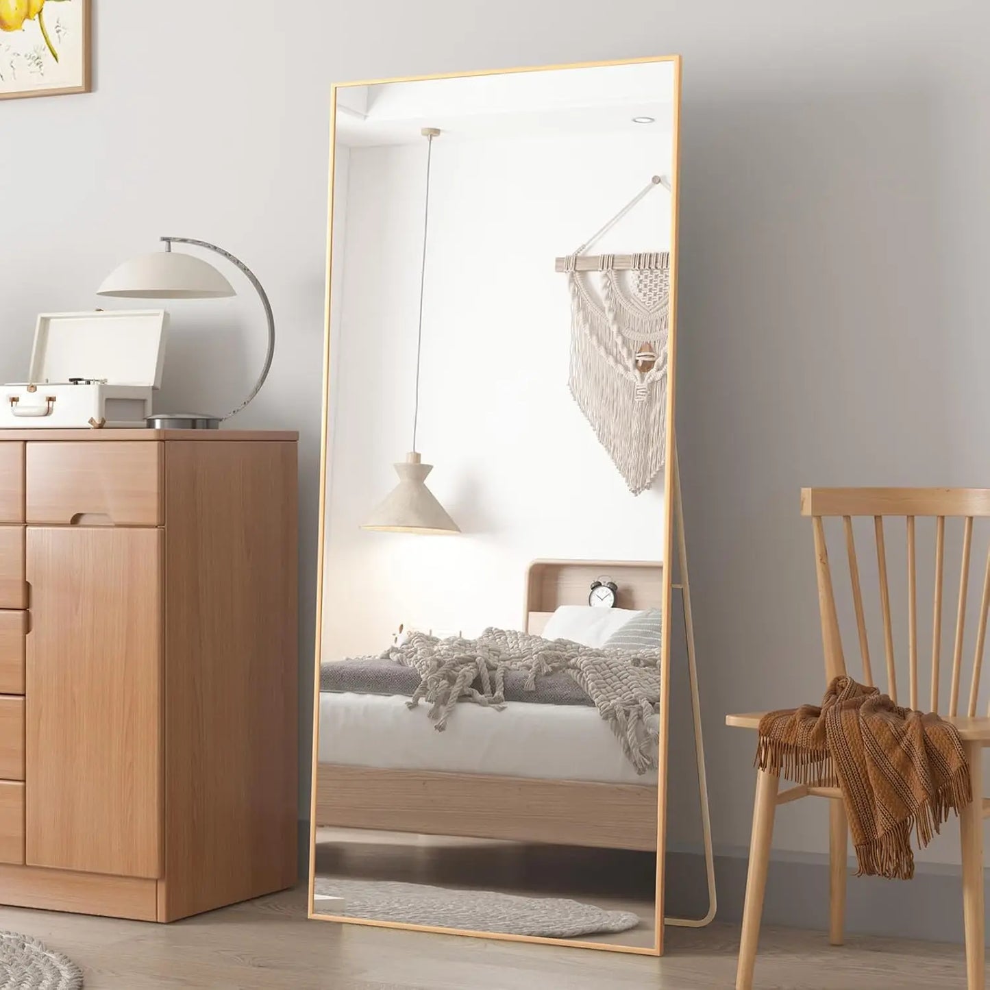 Hign Concerned Arched Floor Standing Mirror With Metal Frame