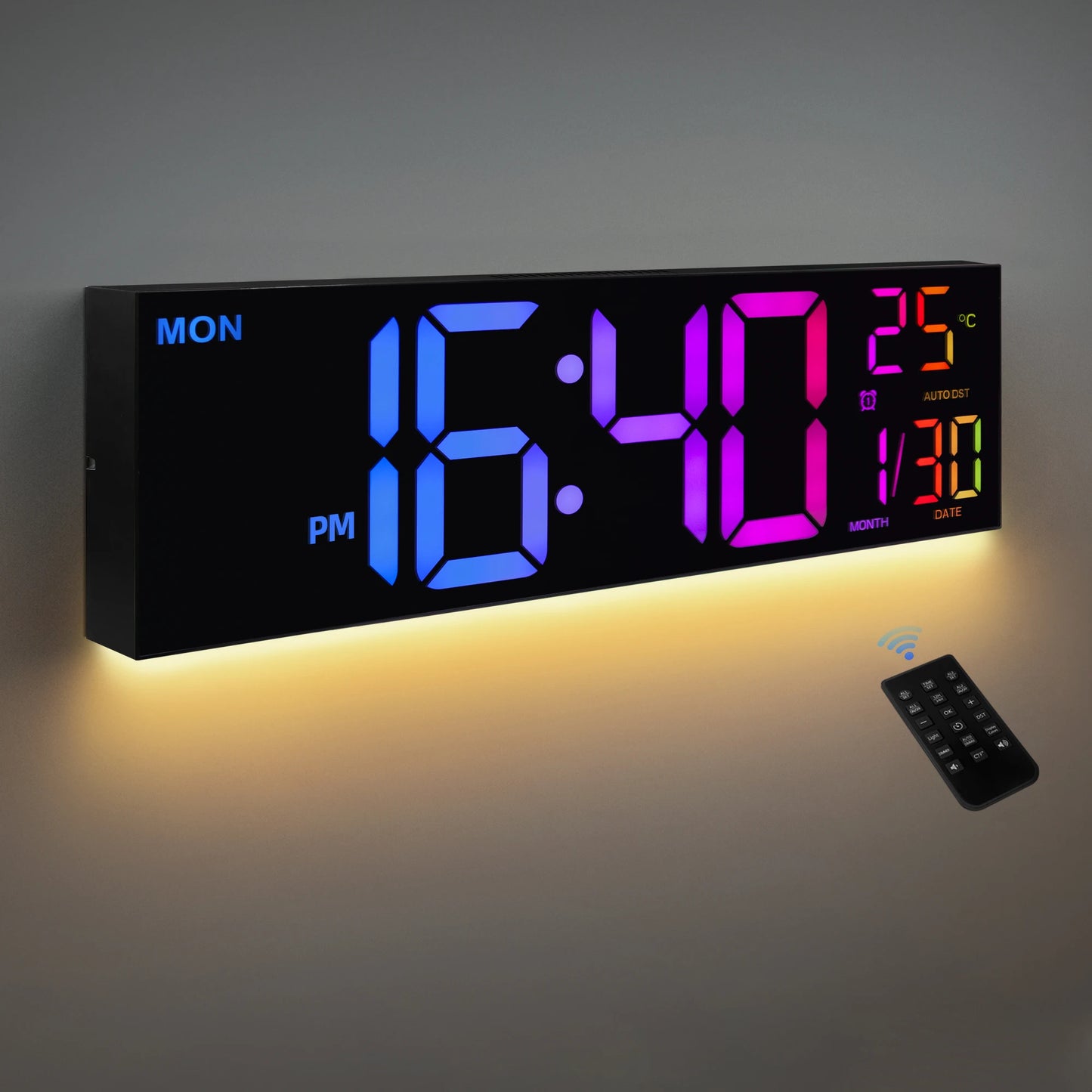 Digital Wall Clock With LED Display Remote And Temperature