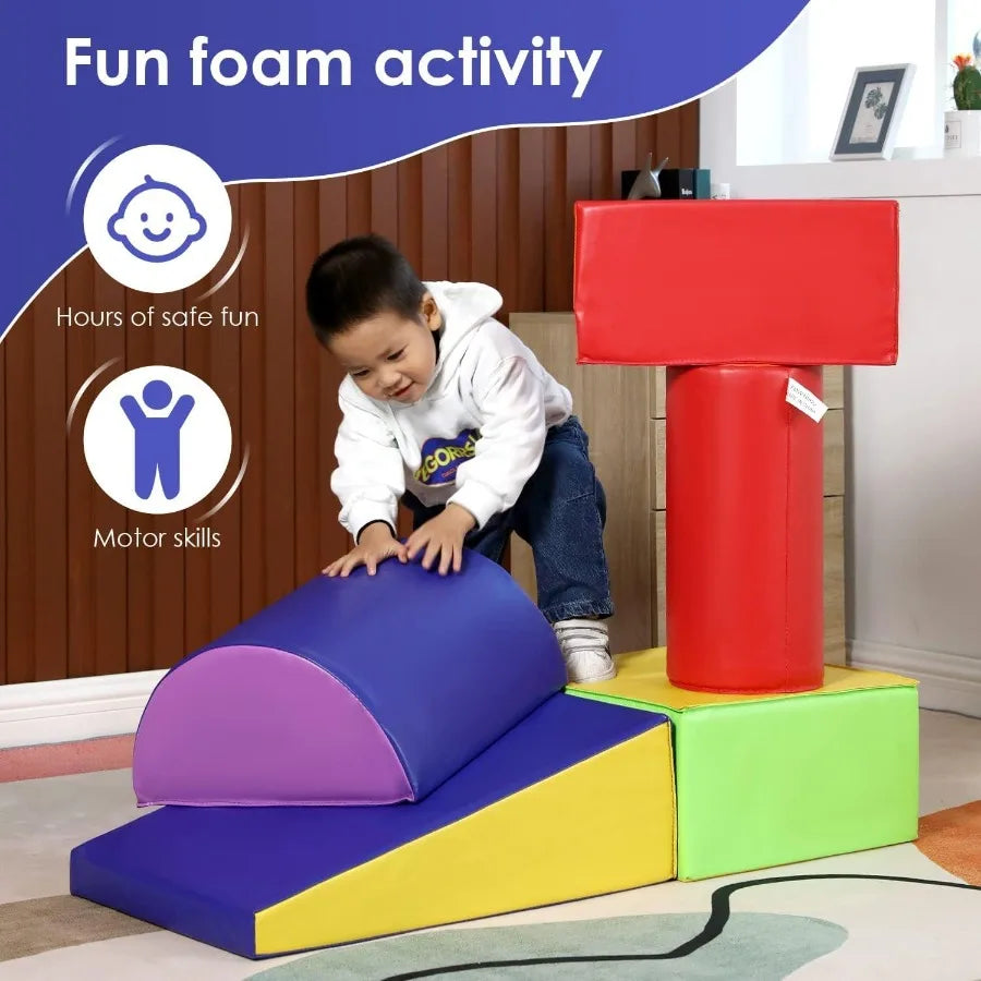 Climb and Crawl Toys for Toddlers 13 Baby Playing Blocks 5pcs Climbing Toys Indoor Crawling Gym Equipment for Toddler Fun Foam