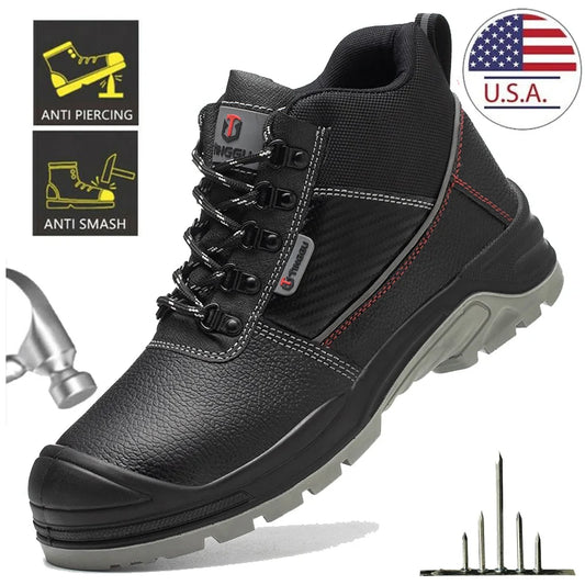 Kankeirr Waterproof Safety Shoes Men Steel Toe Work Boots