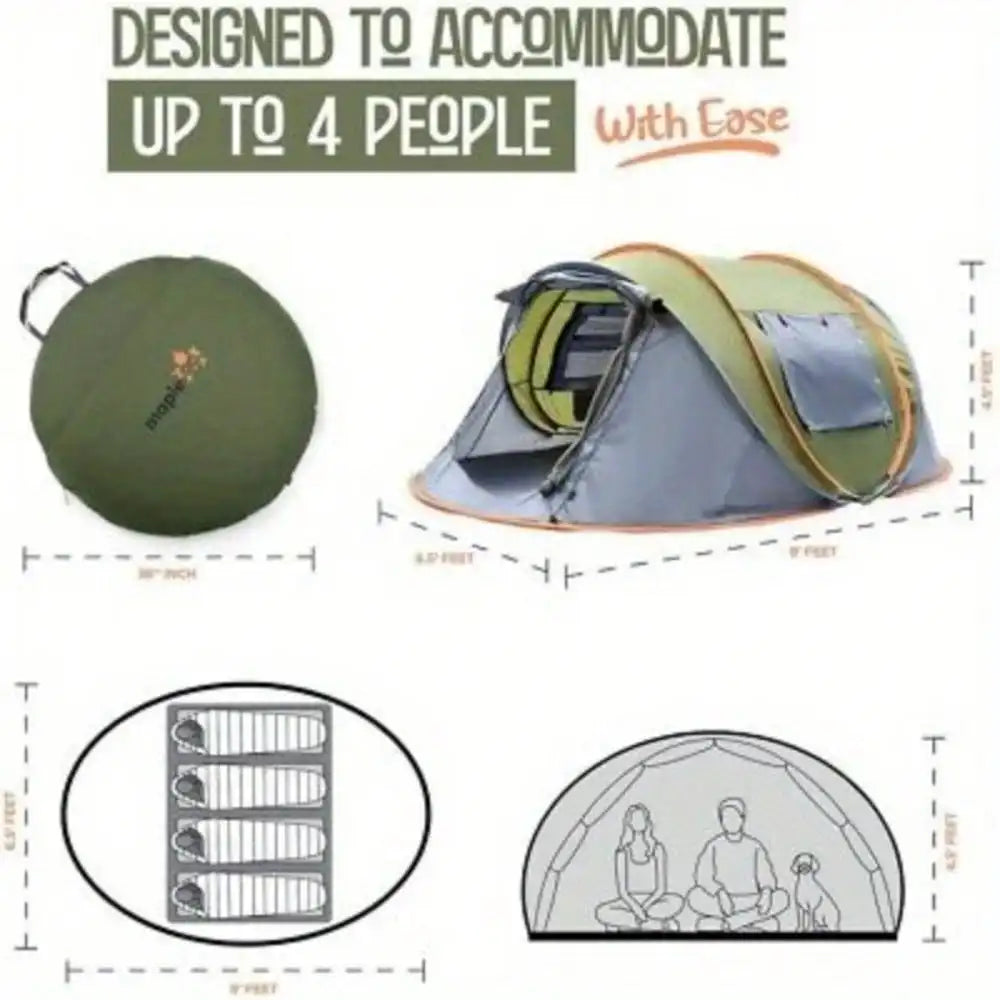 Building 4 Person Pop Up Camping Tent With Two Doors