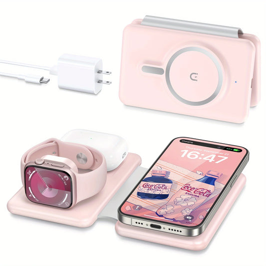 3-In-1 Travel Wireless Charger Station Magnetic Pad