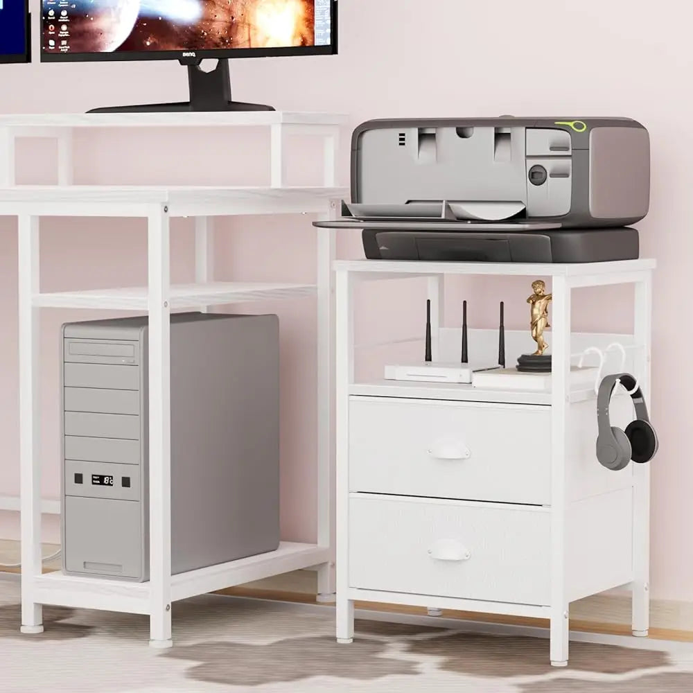 Frame Nightstands Set 2 End Tables With Fabric Drawers
