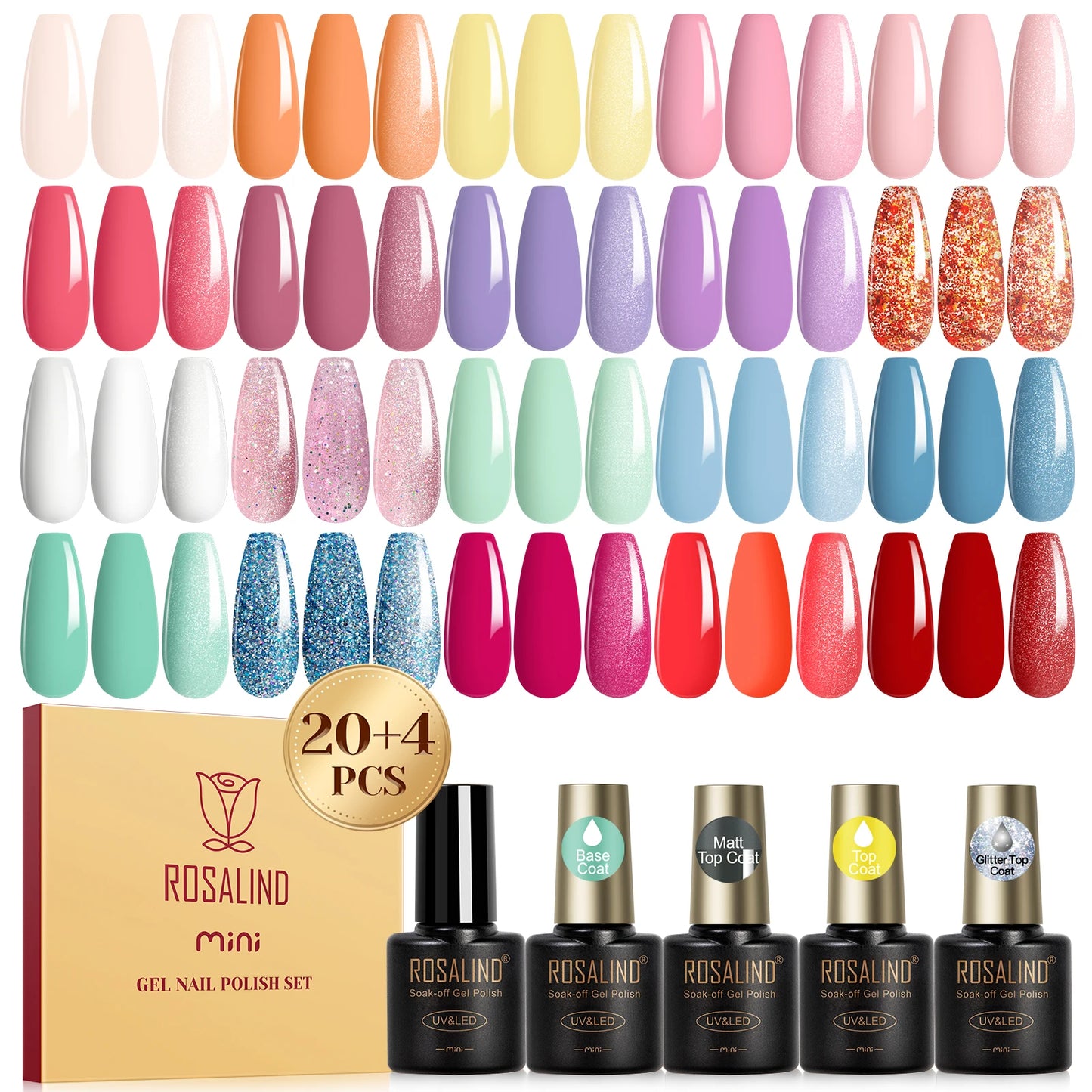 Rosalind Gel Nail Polish With Base And Top Coat 24