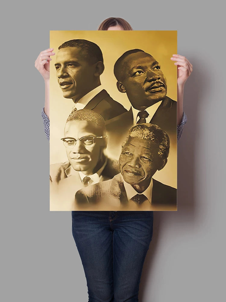 Obama Malcolm X Martin Luther King Barack Posters Wall Decor Picture Print Artwork For Living Room Home Decoration Gift