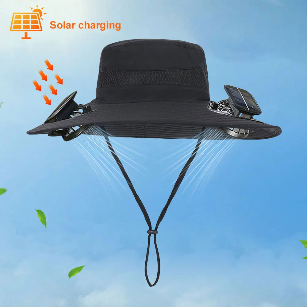 APWIKOGER Solar Fan Hat With 2 Solar Fans Outdoor Cap