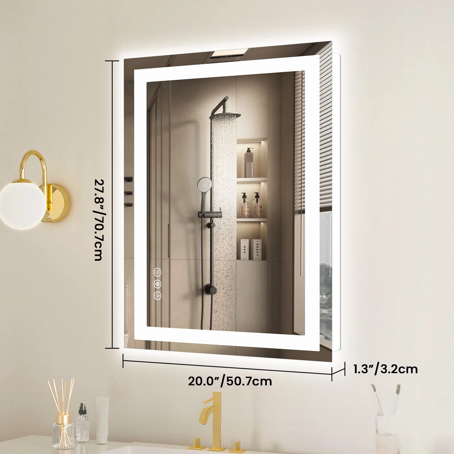 JHK LED Vanity Mirror Memory Function Front Backlit