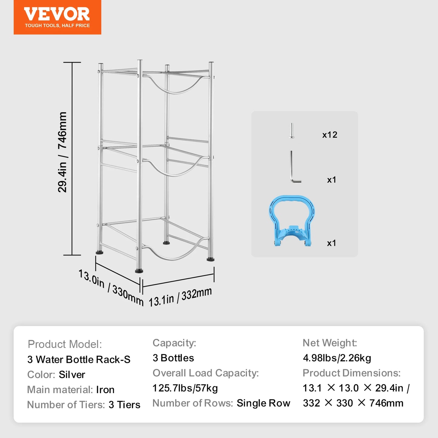SucceBuy 3/4/5 Tiers Water Jug Holder Iron Water Bottle Holder Double/Single Row Easy Installation for Kitchen Office Livingroom