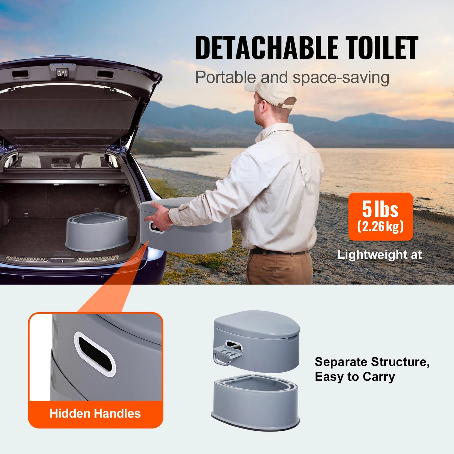 SucceBuy Portable Camping Toilet With Detachable Bucket