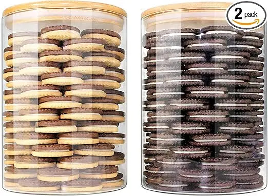 Glass Jars With Bamboo Lids Airtight Canisters Set