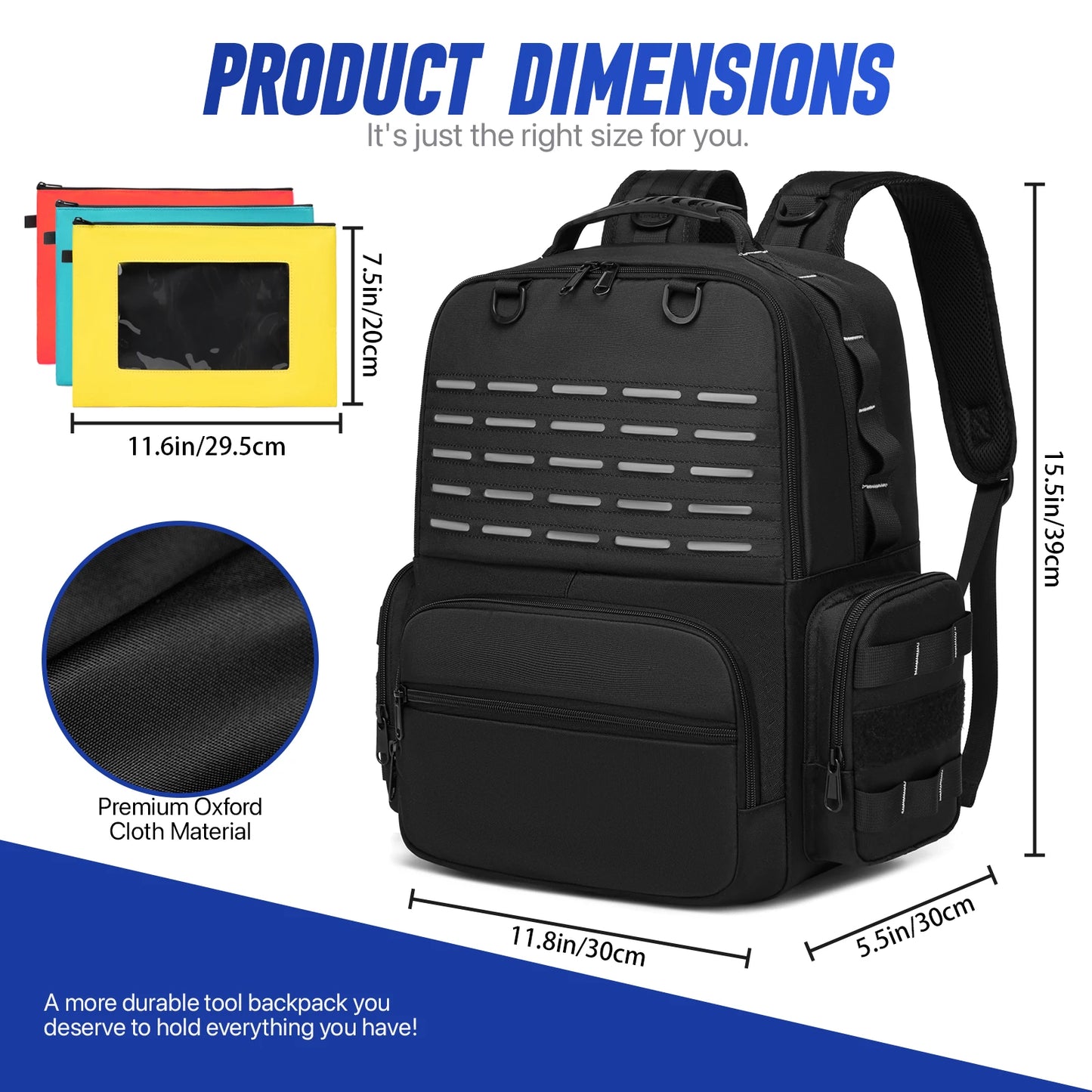 YH GSCN Heavy Duty Tool Backpack With Multiple Pouches