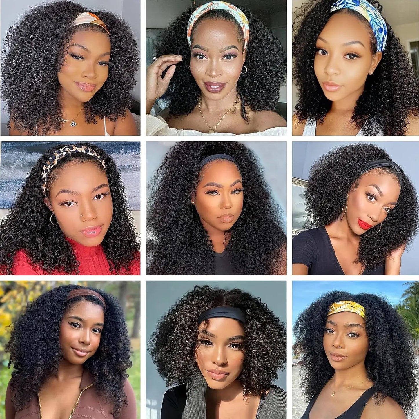 Online Goods Warehouse Jerry Curly Headband Wig Brazilian
