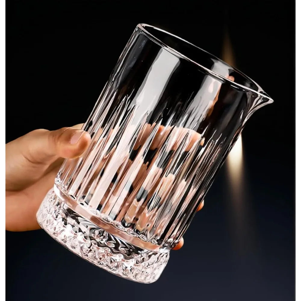 21oz Cocktail Mixing Glass - Lead-Free Hand Blown Barware with - Professional Bartender Kit for Martini, Manhattan, Old Fashione