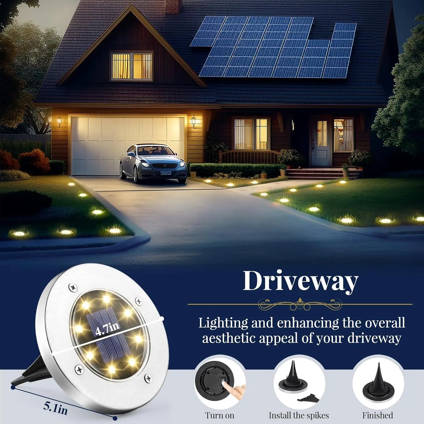 KPSTEK Solar 8 LED Outdoor Landscape Lights for Garden Path
