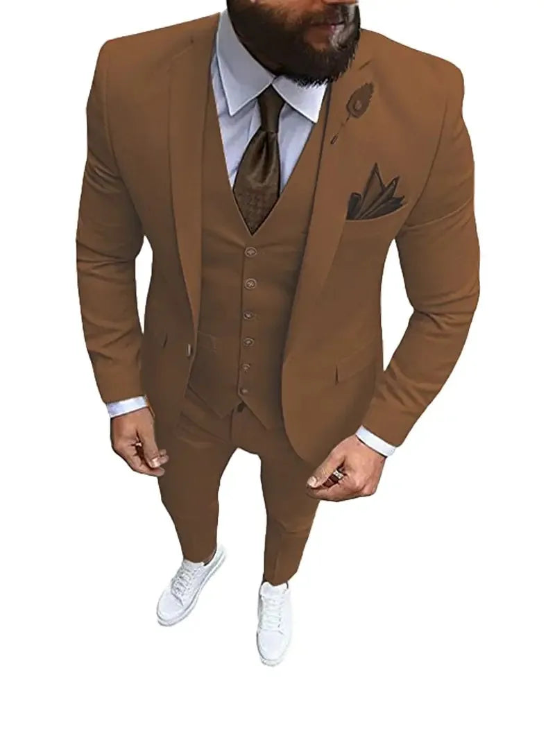 SOLOVEDRESSCN Mens 3 Piece Slim Fit Tuxedo For Wedding