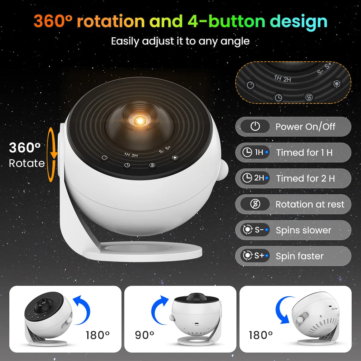 Mexllex Galaxy Star Projector Planetarium 360 Rotation