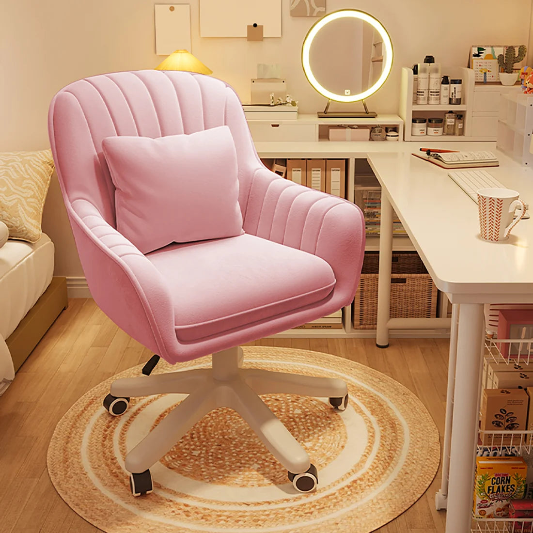WXJHL Mid Back Velvet Office Chair Swivel Upholstered