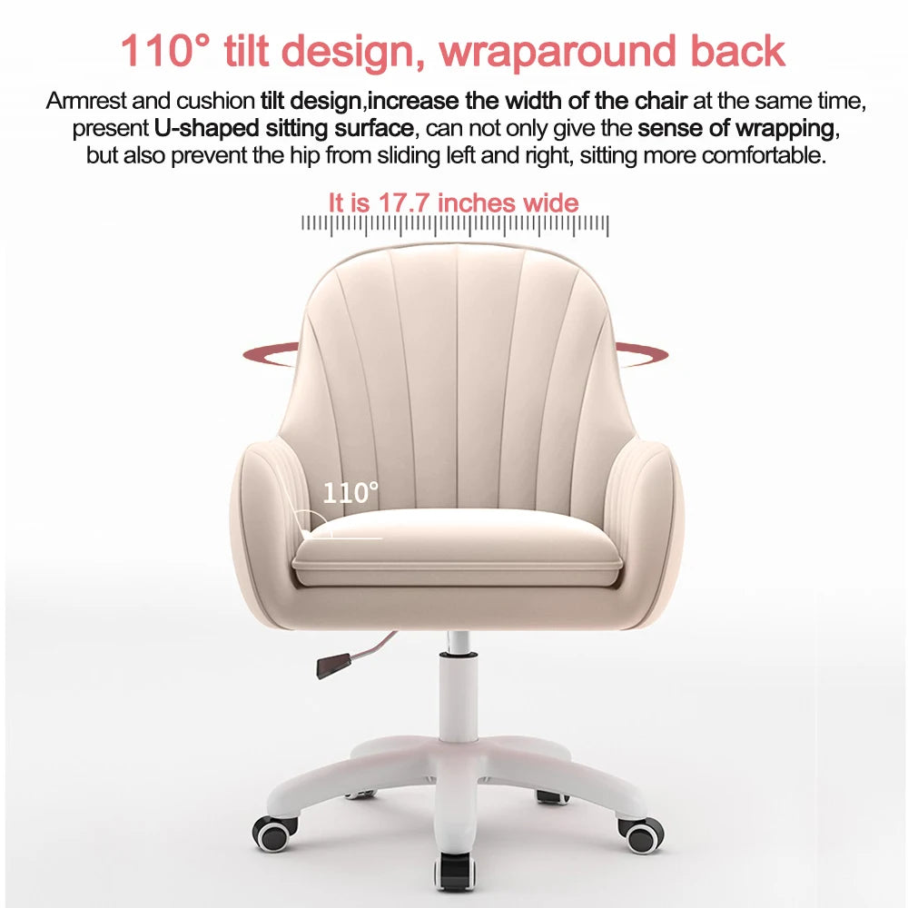 WXJHL Mid Back Velvet Office Chair Swivel Upholstered