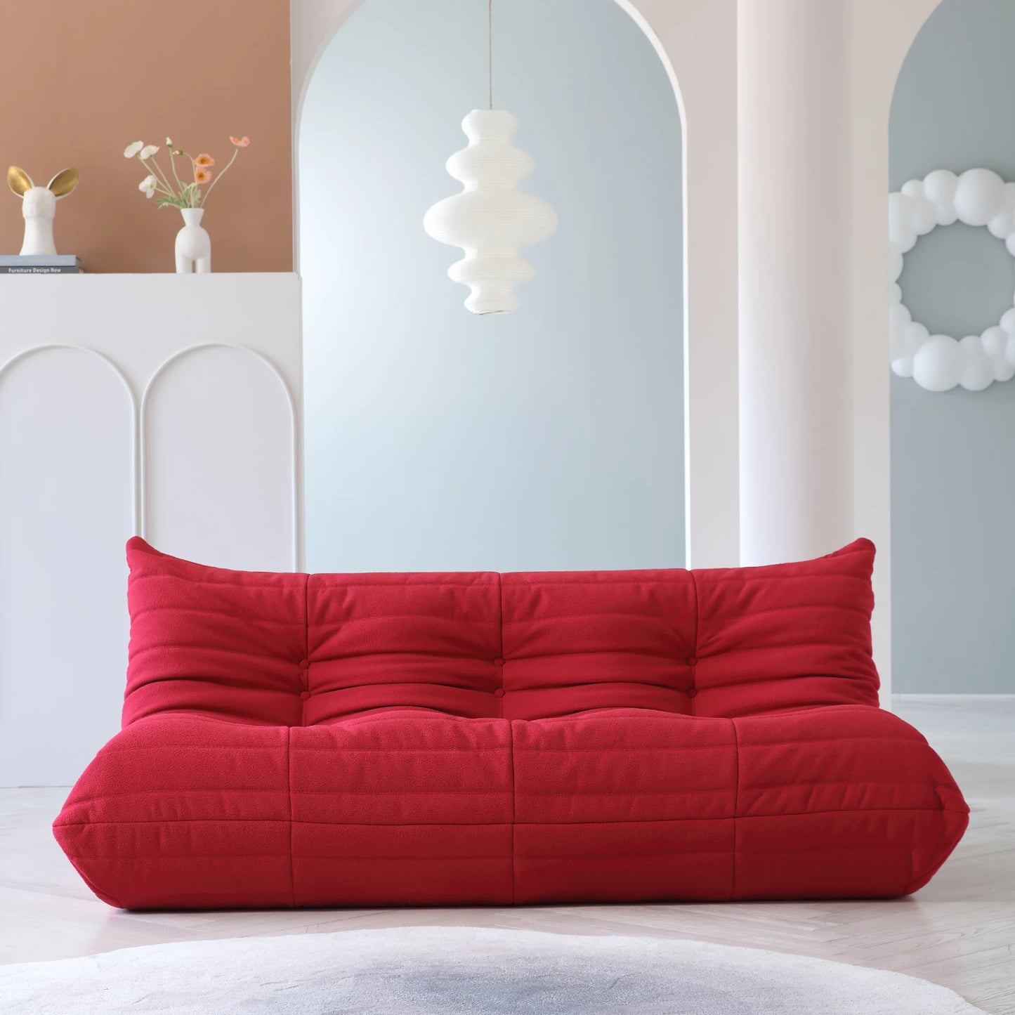 Teddy Fabric Bean Bag Sofas Comfy Lazy Floor Sofa Couch Soft Lounge Chairs Foam-Filled Accent Chair for Living Room Bedroom