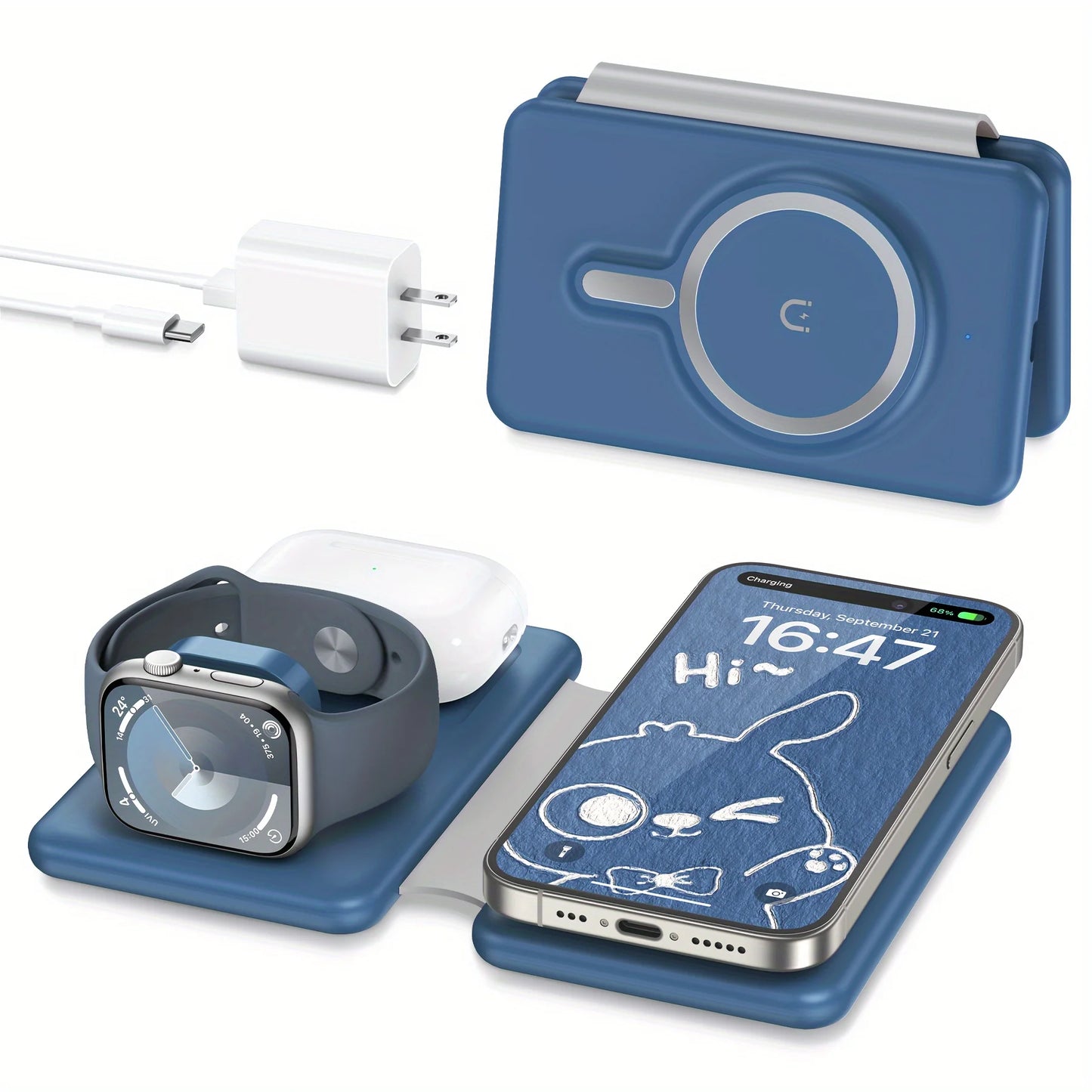 3-In-1 Travel Wireless Charger Station Magnetic Pad