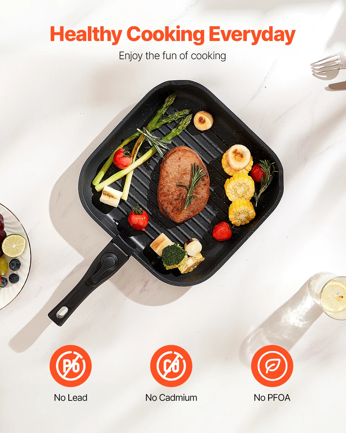 VEVOR Nonstick Cookware Set Granite Pots and Pans Induction