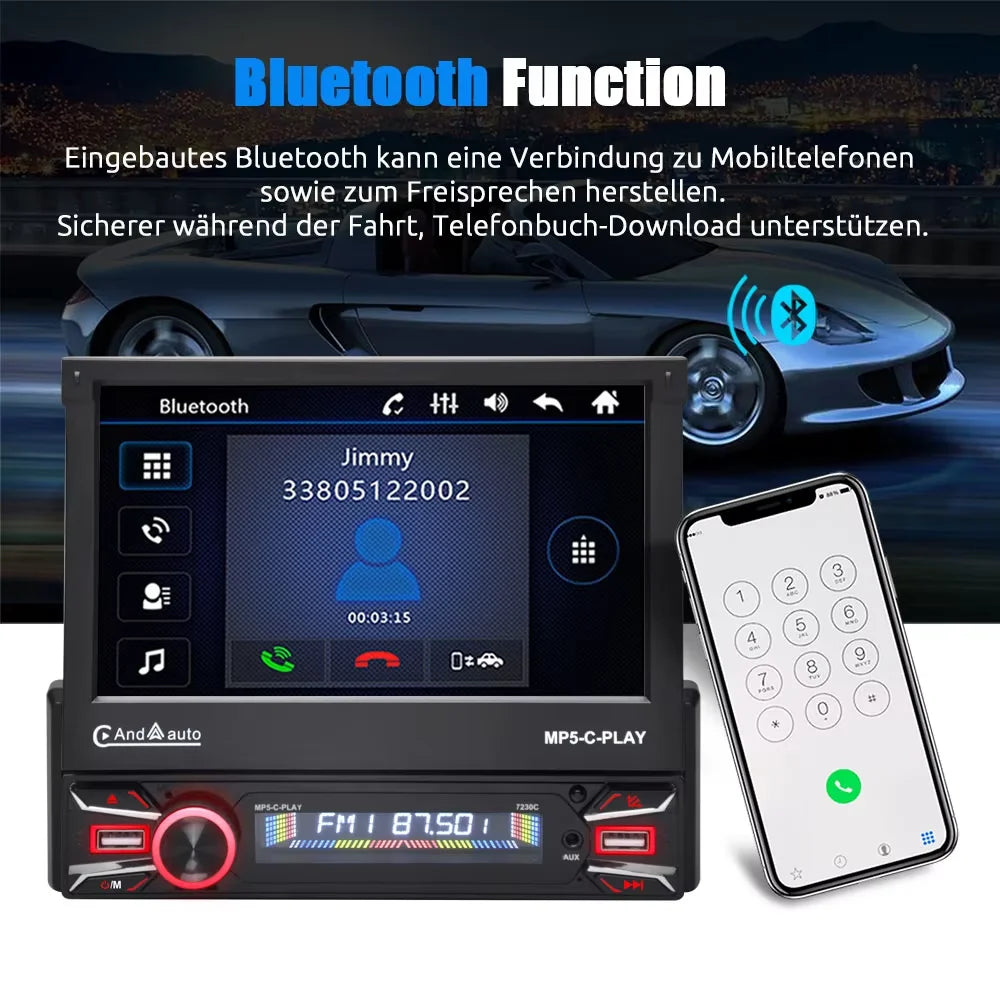 Essgoo MP5 Car Stereo With Retractable Screen CarPlay