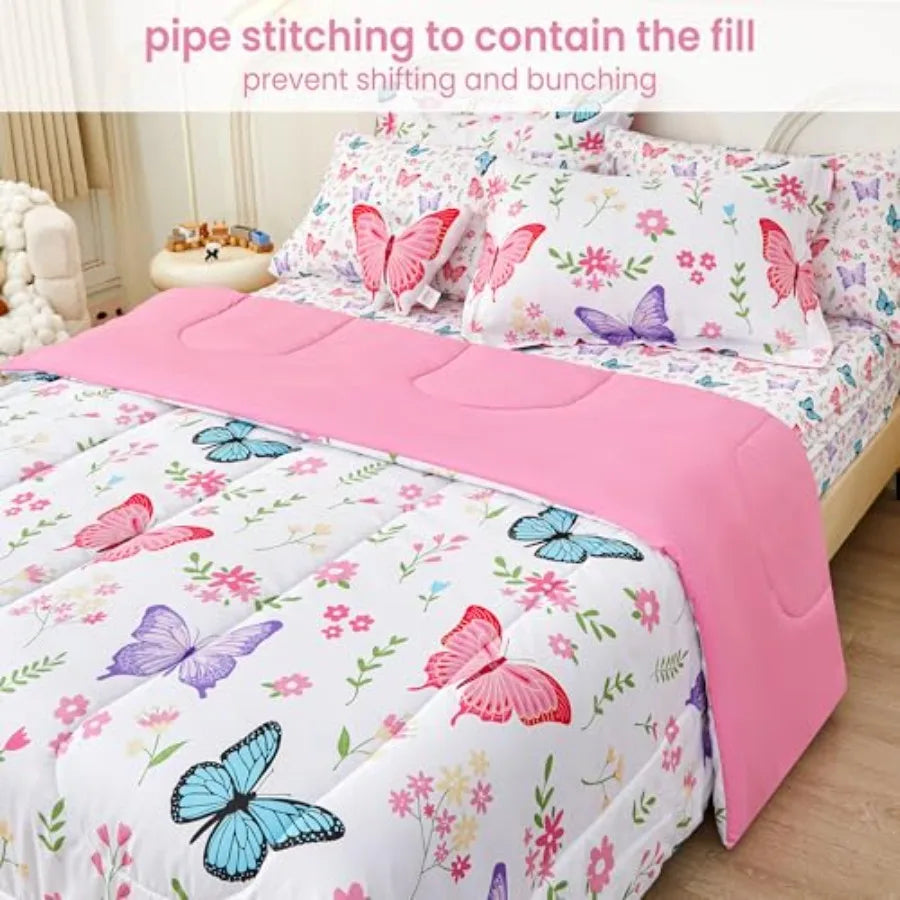 Size Comforter Sets for Girls 6 Pieces Bed in a Bag Bedding Comforter Sheet Set with Shams Decorative Toy Pillow Ultral Soft Mi