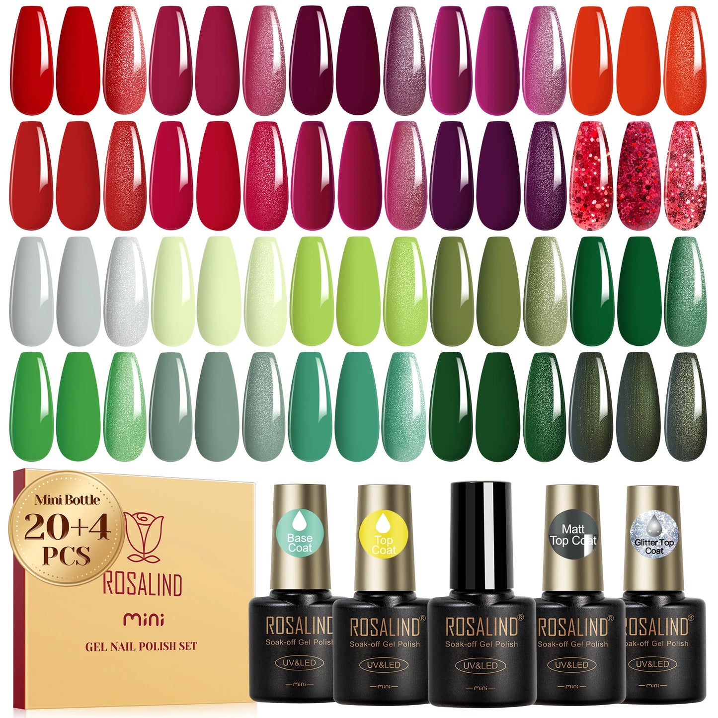 Rosalind Gel Nail Polish With Base And Top Coat 24