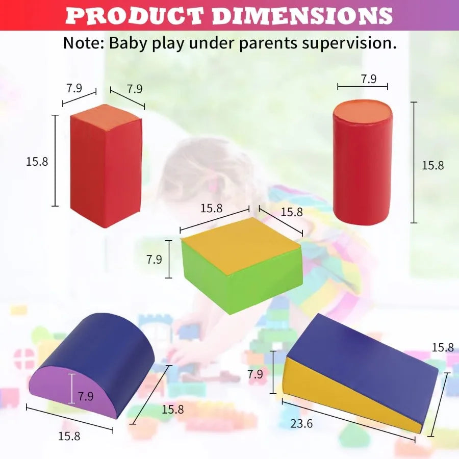 Climb and Crawl Toys for Toddlers 13 Baby Playing Blocks 5pcs Climbing Toys Indoor Crawling Gym Equipment for Toddler Fun Foam