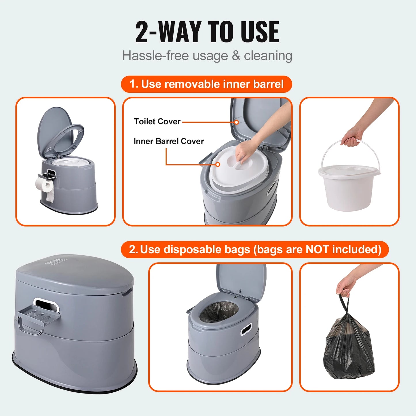 SucceBuy Portable Camping Toilet With Detachable Bucket