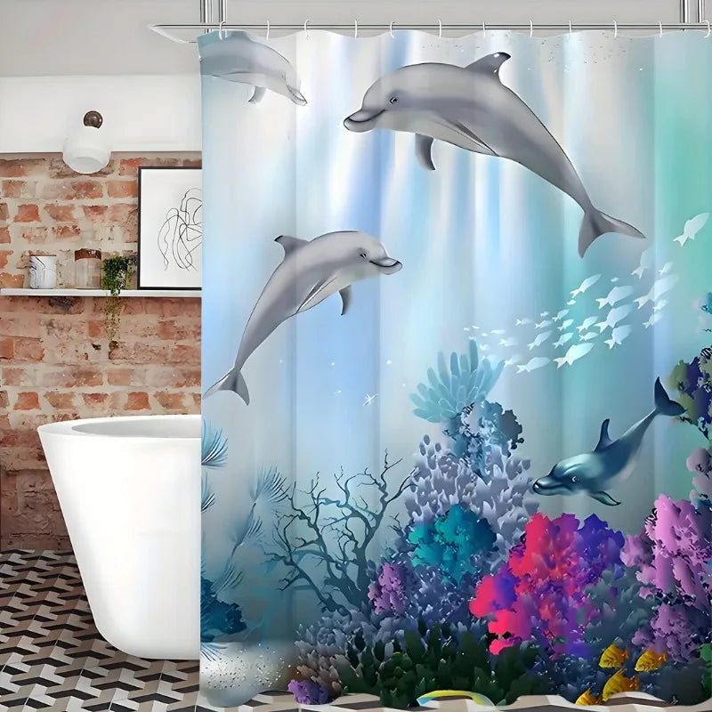 Online Goods Warehouse Dolphin Shower Curtain Undersea