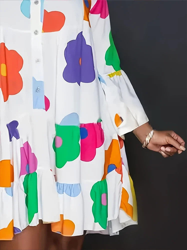 Guangdong Floral Printed Womens Casual Button Dress