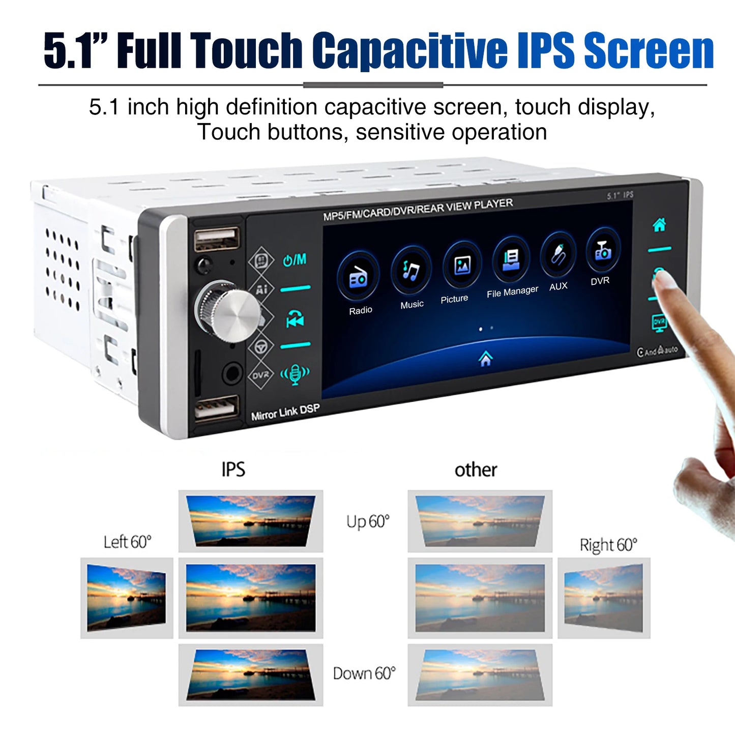 ESSGOO Car Stereo Single Din With Apple CarPlay Android Auto