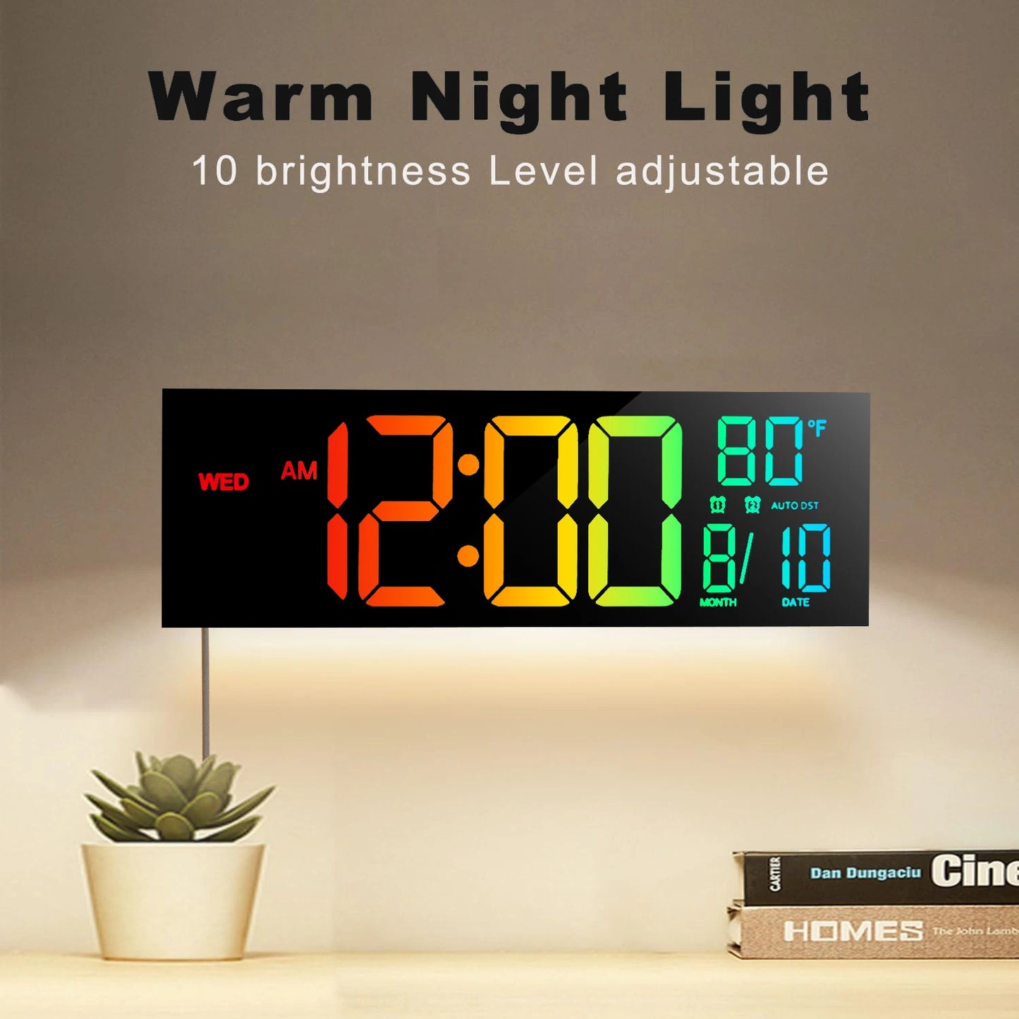 Digital Wall Clock With LED Display Remote And Temperature