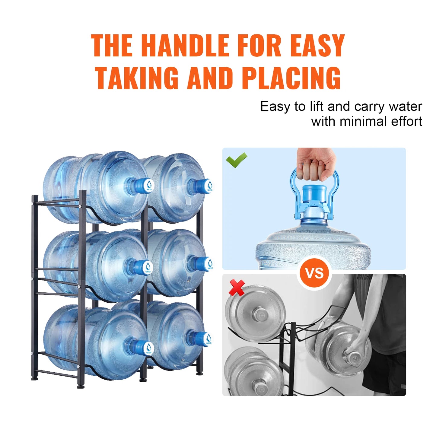 SucceBuy 3/4/5 Tiers Water Jug Holder Iron Water Bottle Holder Double/Single Row Easy Installation for Kitchen Office Livingroom