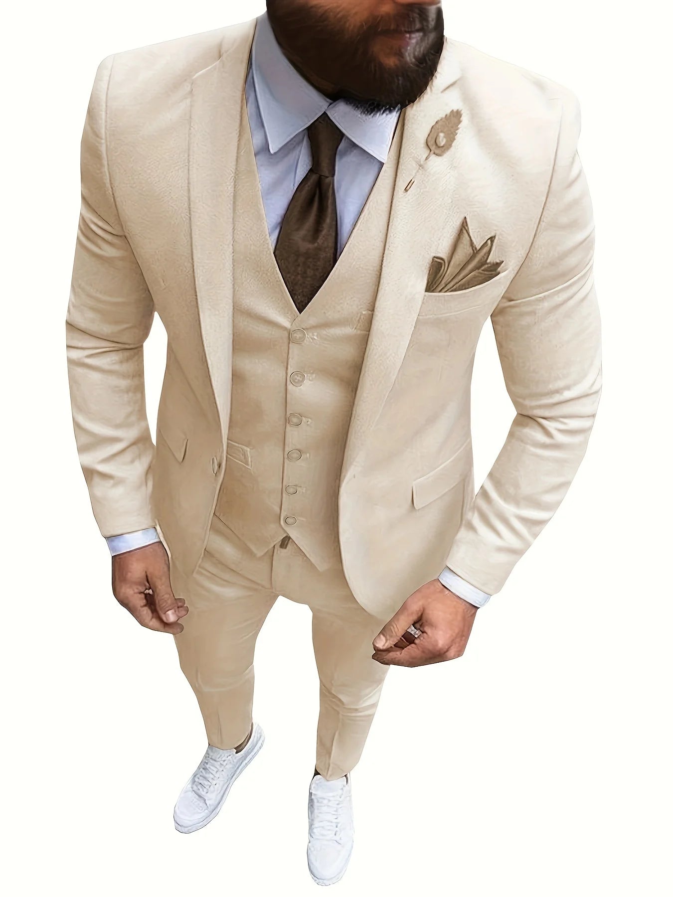 SOLOVEDRESSCN Mens 3 Piece Slim Fit Tuxedo For Wedding
