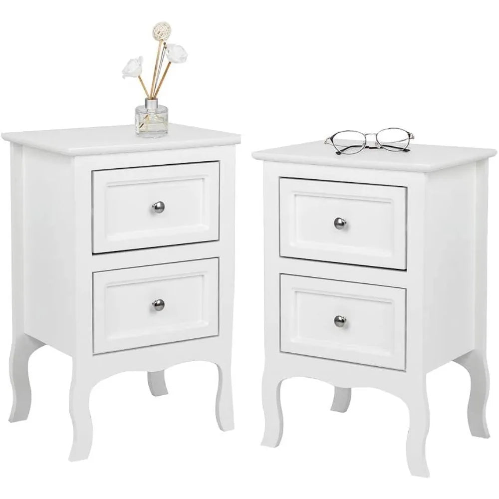 Online Goods Warehouse Bedside Tables With Two Drawers Wood