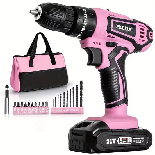 Hilda 21V Cordless Drill Kit With Battery And Bag Case