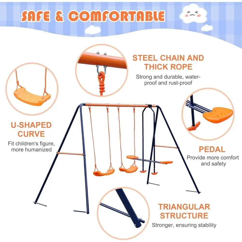 HUANZHUANG Outdoor Swing Set A Frame Heavy Duty Metal