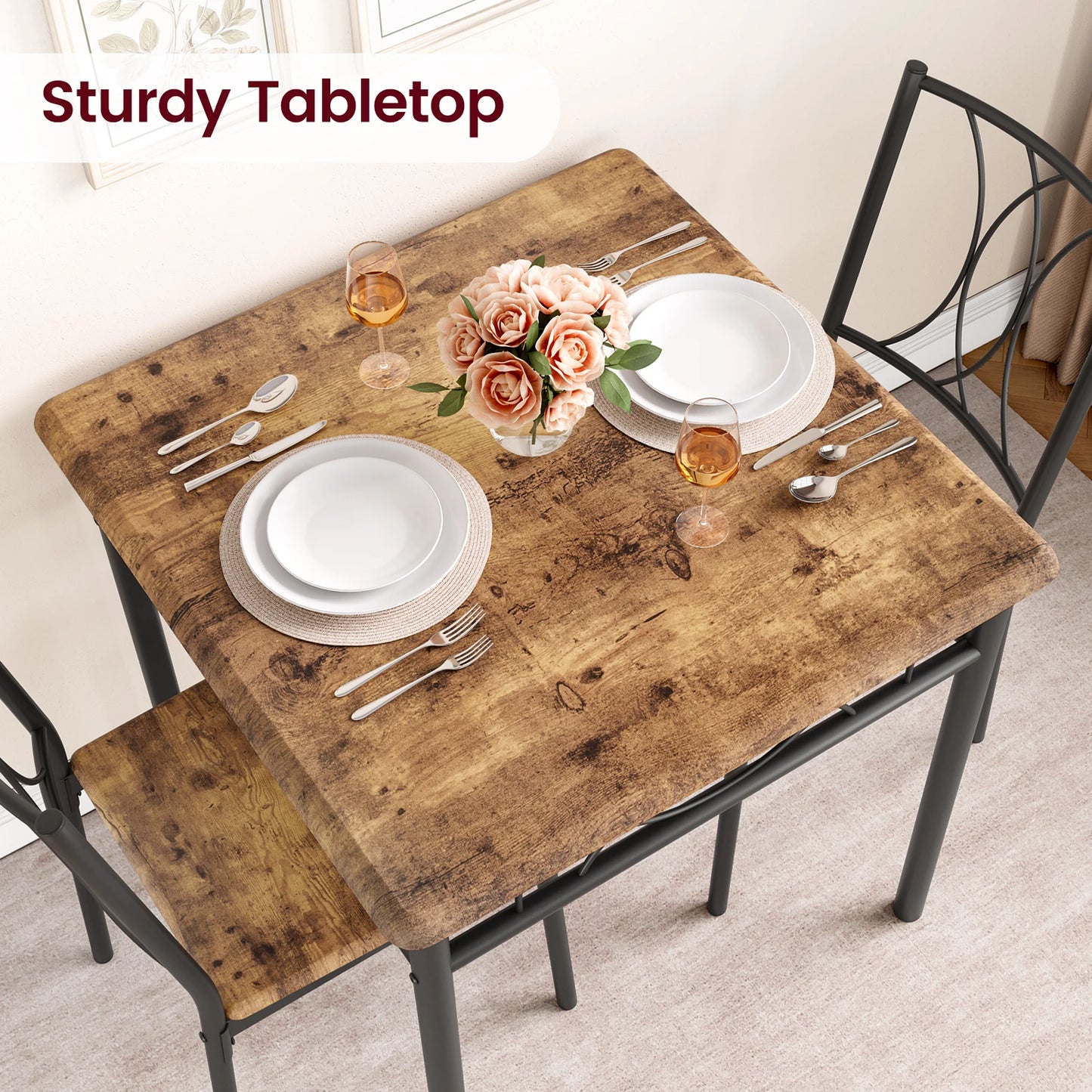Online Goods Warehouse Dining Table Set Chairs Rustic Wood