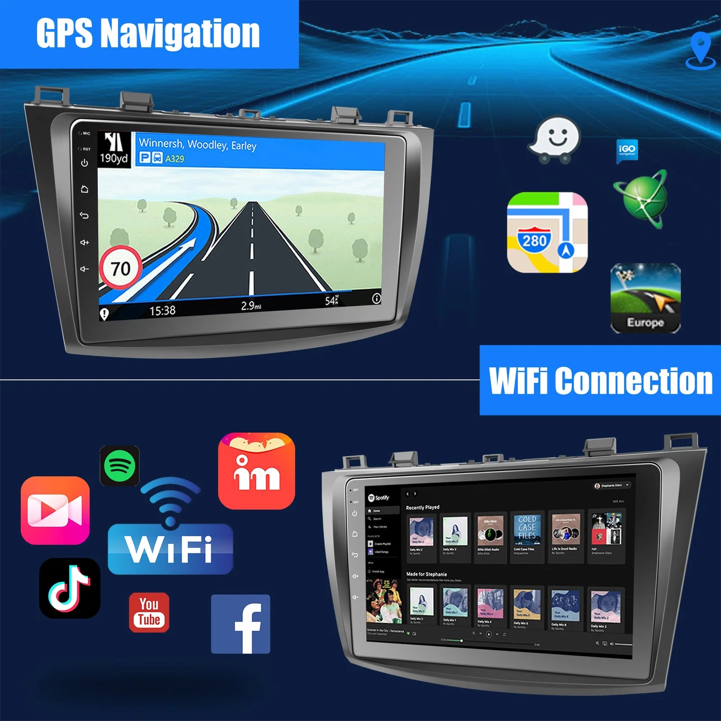 ESSGOO Mazda 3 Car Stereo With CarPlay Android Auto GPS