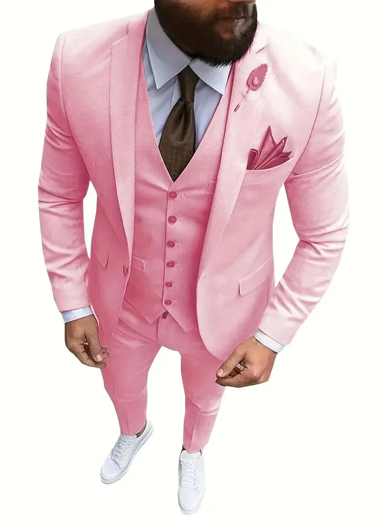 SOLOVEDRESSCN Mens 3 Piece Slim Fit Tuxedo For Wedding