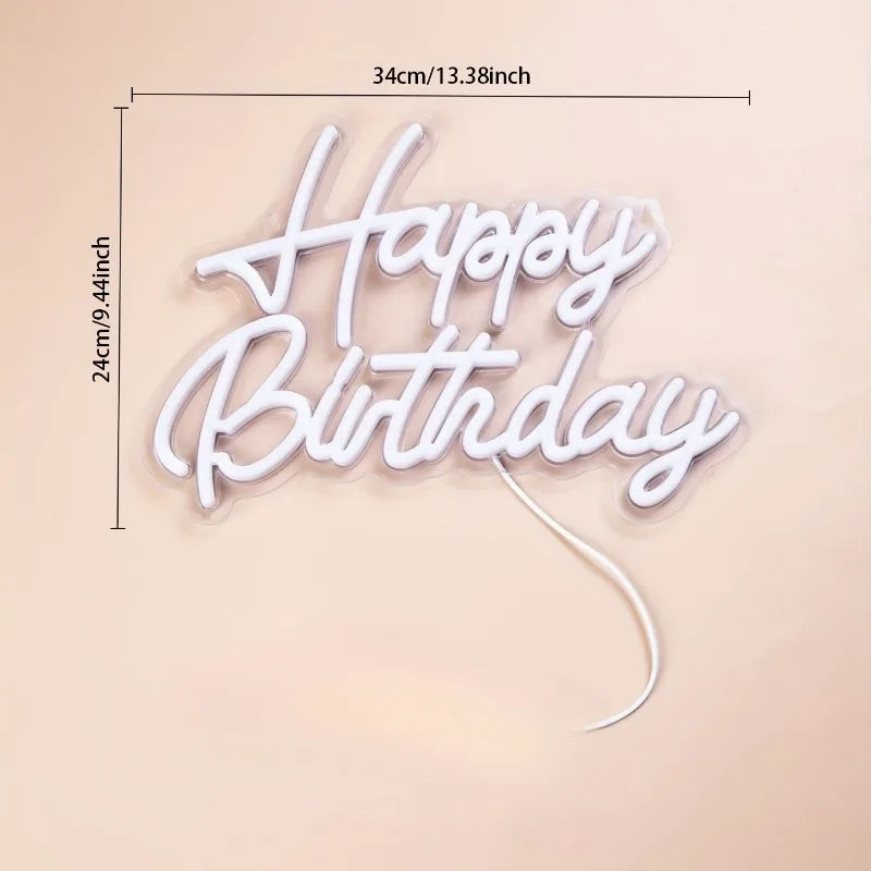 Happy Birthday Neon Lights USB Powered Wall Mount Decoration
