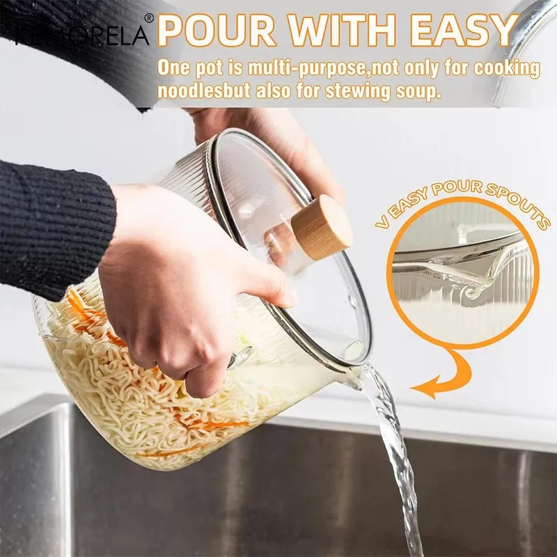 KEMORELA Heat Resistant Glass Saucepan Set With Lids