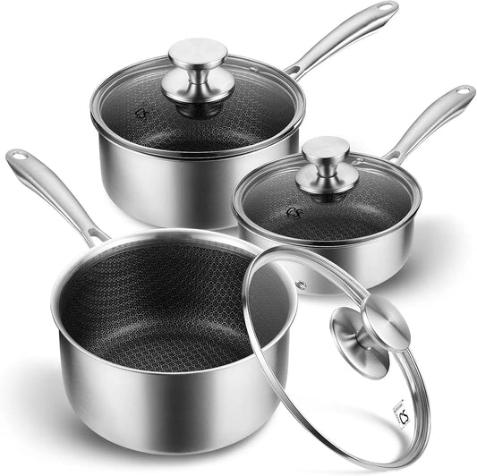 Hign Concerned Hybrid Honeycomb Nonstick Saucepan Set
