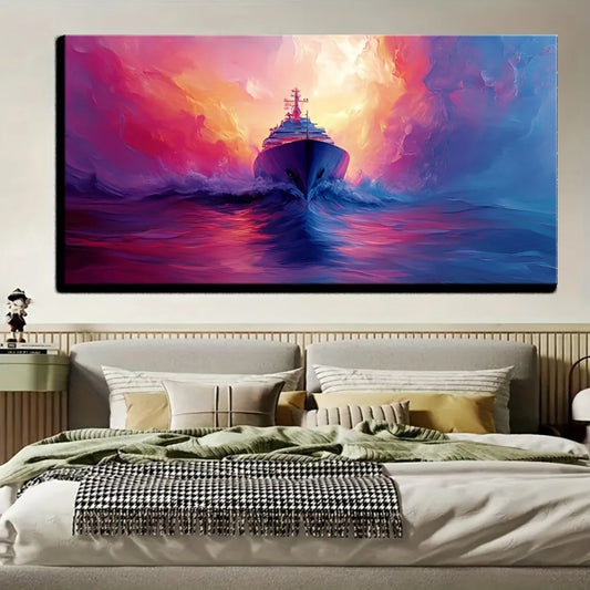 Colorful abstract painting on a modern blue background, suitable for interior decoration, 1.5 inch thick pine solid wood frame