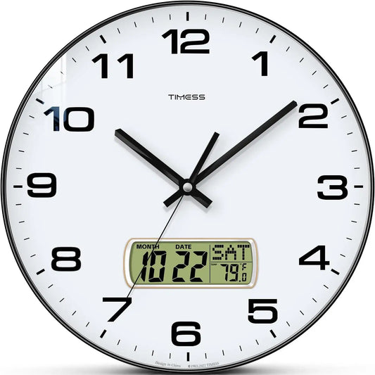 Calendar Wall Clock With Fahrenheit Temperature Display